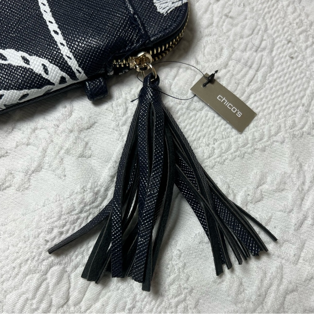 Chico's Navy Textured Clutch with Tassel - Picture 5 of 8